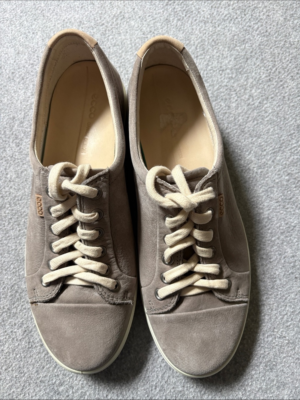 Ecco Women's Taupe Suede Lace-Up Sneakers with Cream Laces
